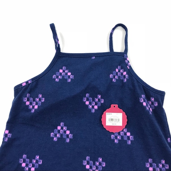 NWOT SO Girls Strappy Casual Sun Dress Blue w/Pixilated Heart print - Picture 3 of 7